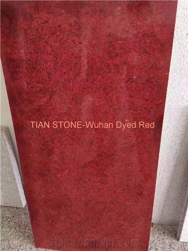 Wuhan Dyed Red Granite Polished Tiles Slabs