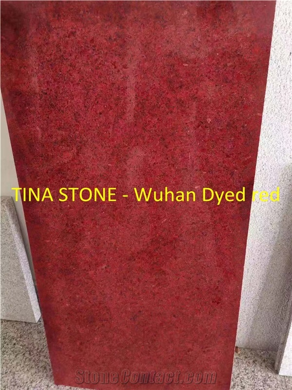 Wuhan Dyed Red Stone Granite Slabs Wall Tile Floor