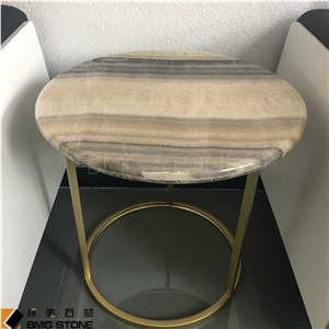 Brown Round Tiger Onyx Table Tops, Recetion Desk