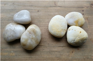White Beige River Stone Pebble Ordinary Polished
