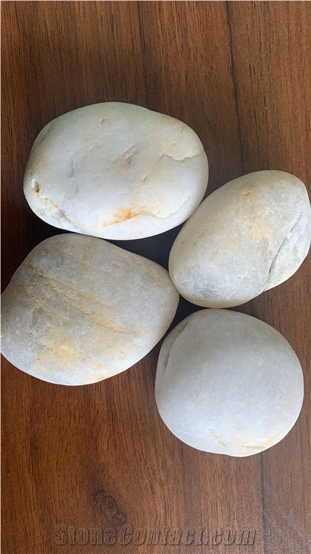 White Beige River Stone Pebble Ordinary Polished