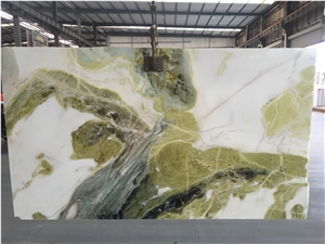 Dreaming Green Bookmatch Slab Marble Luxury Polish