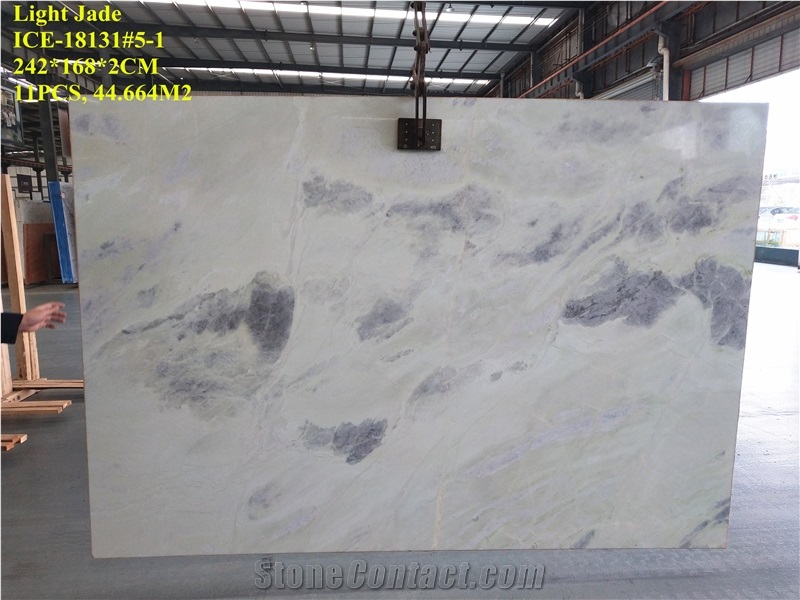 Light Jade Marble White Blue Bookmatch Slabs