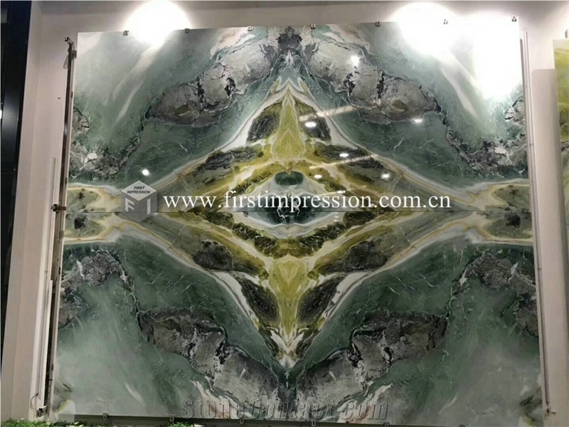 China Green Wizard Of Oz Marble Slab for Bookmatch