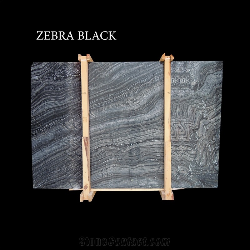 Zebra Black Marble Slabs
