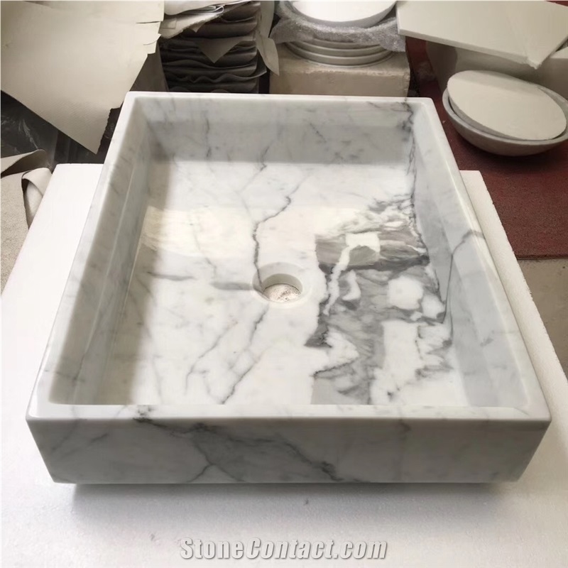 Bianco Statuario Venato Marble Square Basins