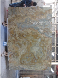 Natural Stone Blue Brown Onyx Slabs For Hotel Wall Cladding