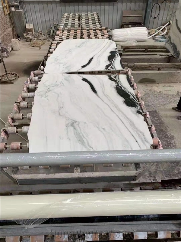 China Panda White Marble Polished Slabs With Black Vein