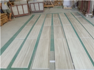 Beautiful Straight Line Wood Grain White Marble Tiles