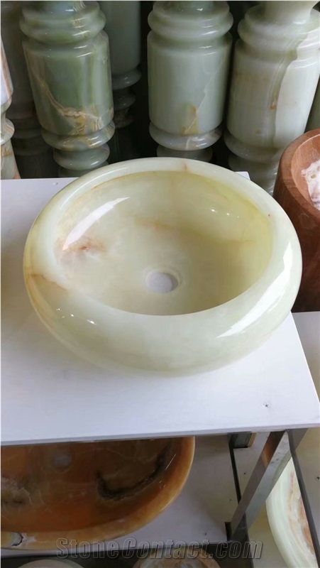 Carrara White Marble Wash Basin, Onyx Vessel Sink