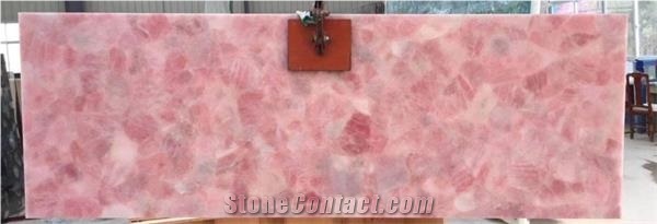 Pink Flower Semiprecious Stone Walling Slabs Tiles