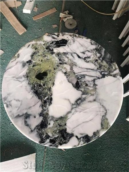 White Beauty Ice Connect Green Marble Tabletops