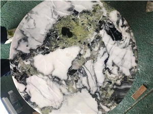 White Beauty Ice Connect Green Marble Tabletops