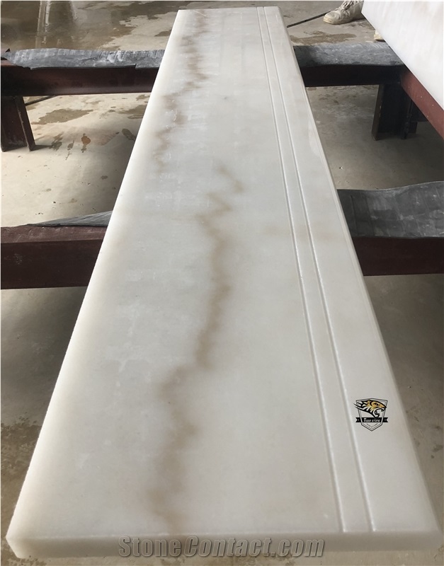 M041 Cloudy White Marble Stair with Antislip Strip