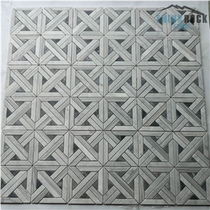Carrara White Grey Marble Mosaic Design Floor Tile
