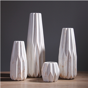 Irregular Shape White Ceramic Vase Table Decor