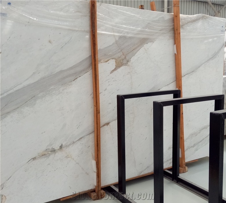 Polished Greece Volakas White Marble with Veins