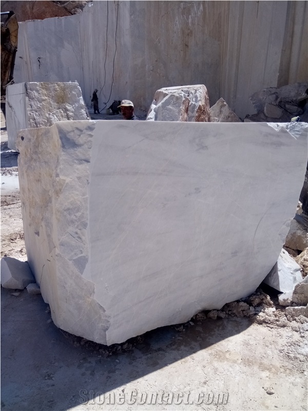 Azna White Marble Blocks from Iran Quarry