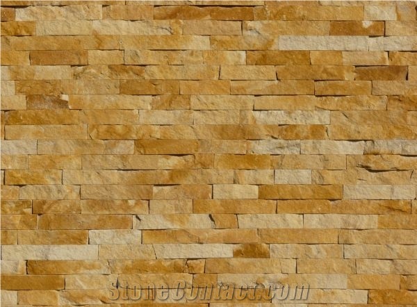Classic Gold Travertine Wall Stock Stone Masonry