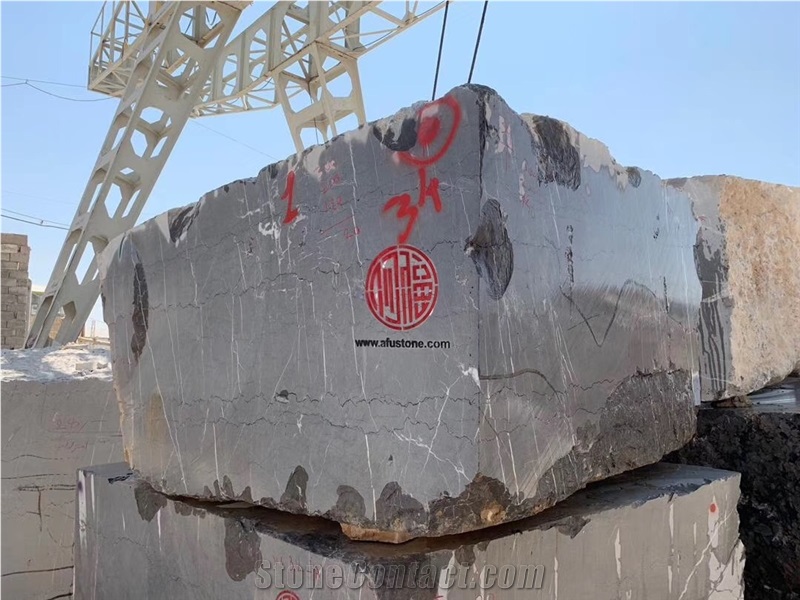 Graphite Pietra Grey Marble Blocks Iran Quarry