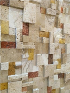 Multicolor Travertine Brick Cladding Mosaic