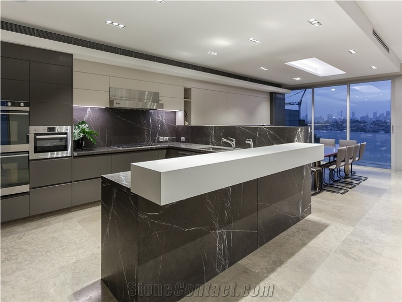 Pietra Grey Marble Kitchen Countertop,Work Top
