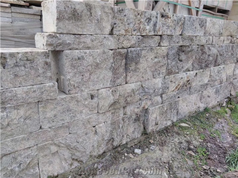 Silver Travertine Big Wall Stock Stone Masonry