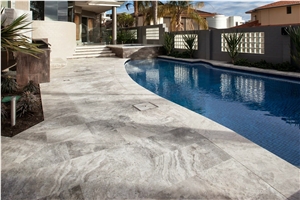 Silver Travertine Unfilled Tiles French Pattern Floor Paving