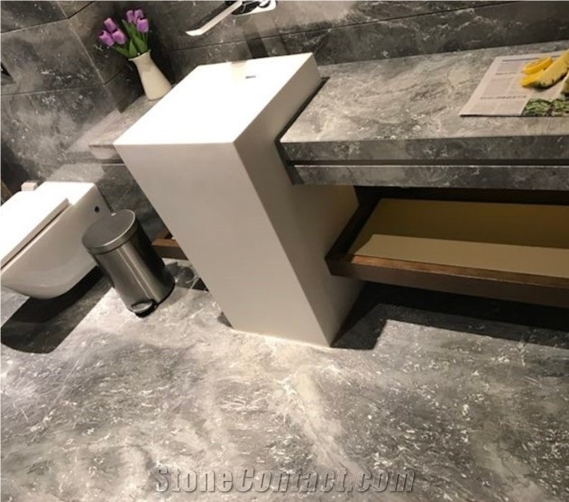 Polished Grey Snow Marble Slabs for Bathroom