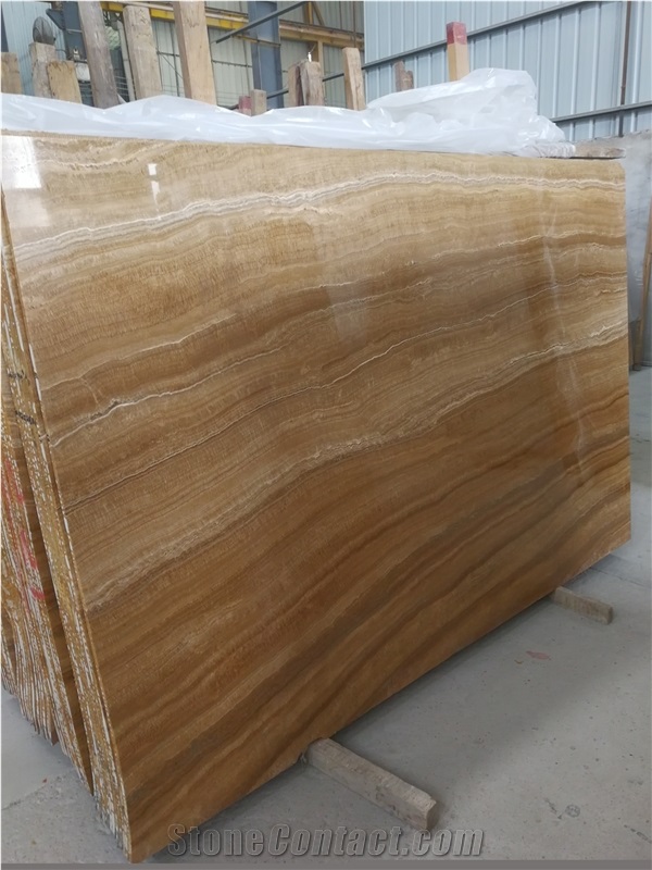 Polished Yellow Wooden Marble for Kitchen Tiles