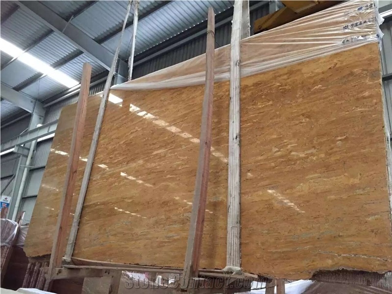 Supply Golden Travertine Slabs for Wall Covering