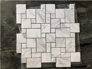 White Carrara Marble Hexagon Mosaic Design