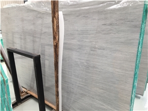 Wood-Grain White Wooden Marble Slabs Feature Wall