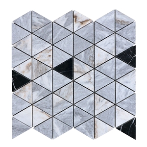 Black Marquina Grey Triangle Natural Marble Mosaic