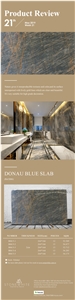 Donau Blue Dark Blue Marble Slab with Gold Lines