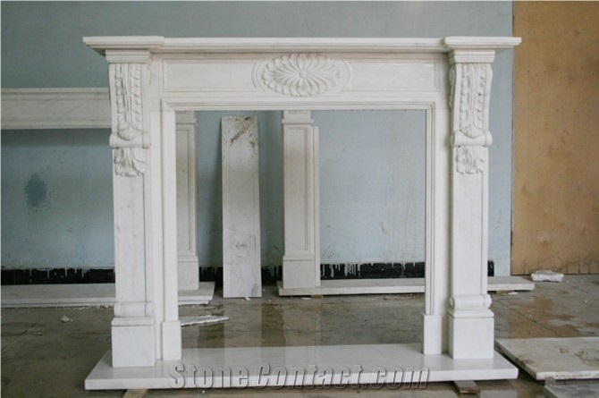 Carved Granite Fireplace,White Marble Handcarved