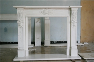 Carved Granite Fireplace,White Marble Handcarved