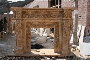 China Natural Yellow Marble Fireplace Decoration