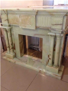 Green Stone Handcarved Sculptured Fireplace