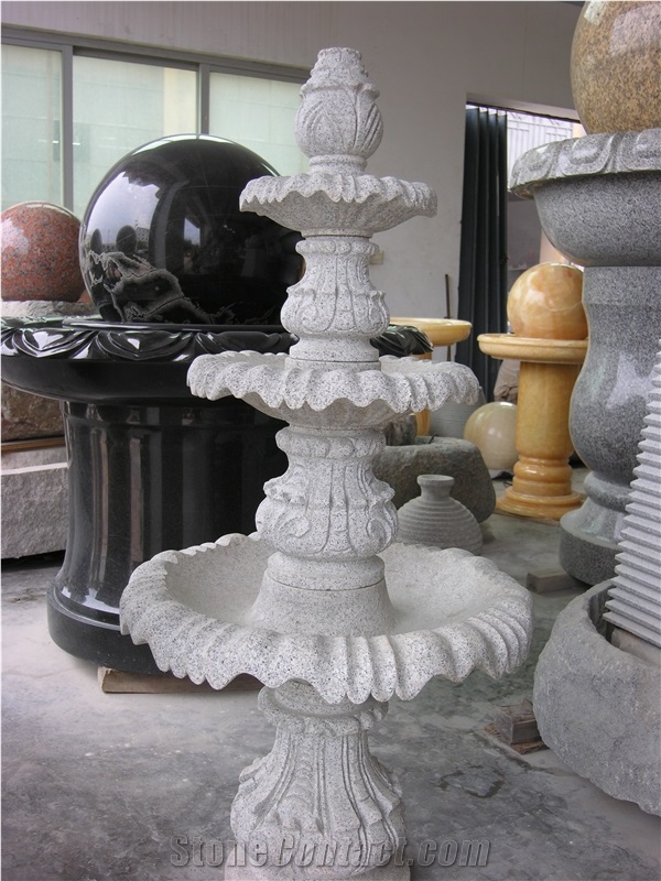Hand Carving Houses Granite Stone Water Fountain