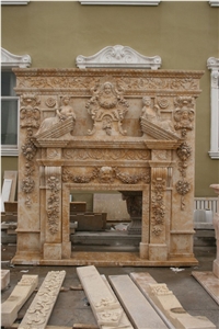 Handcarved Sculptured Fireplace Modern Style