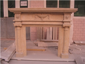 Handcarved Sculptured Fireplace Modern Style