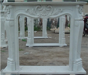 Hot Sale White Handcarved Marble Fireplace Mantel