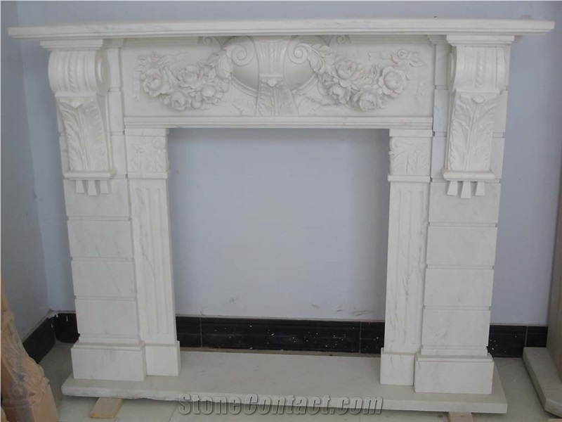 Indoor & Outdoor Pure White Stone Fireplace