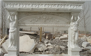 Luxury Hand Carved Pure White Marble Firplace