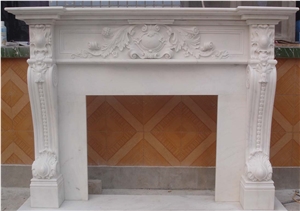 Simple Design French Style Stone Fireplace