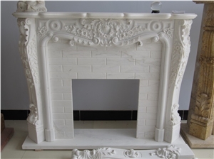 Simple White Stone Fireplace Hearth Customized