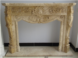 Simple White Stone Fireplace Hearth Customized