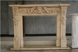 Traditional Style Marble Stone Indoor Fireplace