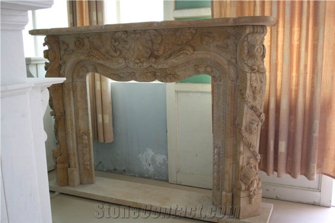 Yellow Stone Polished Fireplace Mantel/Barbeque